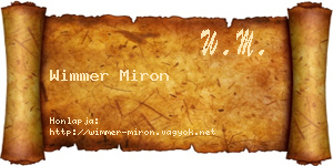 Wimmer Miron névjegykártya